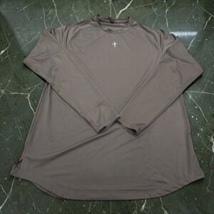 Three Nails Performance Shirt Mens Large Gray Long Sleeve Cross Logo Athletic
